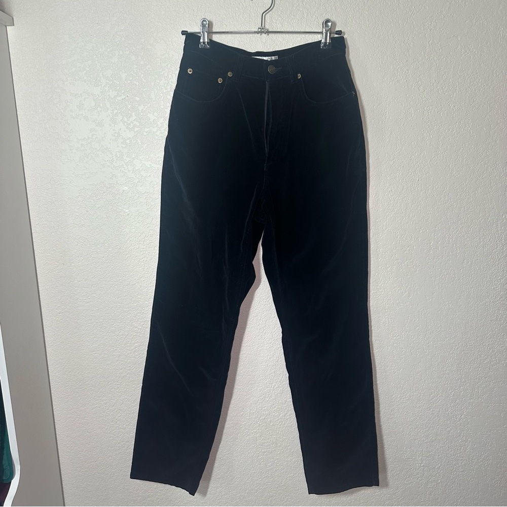 Geoffrey Beene Sport Black Velvet Pants – Size 8 – Vintage Made in Hong Kong - Picture 2 of 6